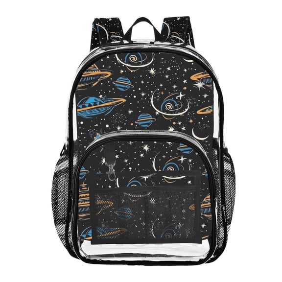 ALAZA Clear Backpack Dreamy Spaceship Cartoon PVC Transparent BookBag