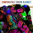 thumbnail image 3 of Butterfly Blanket Gifts for Women Girls Men Decor for Home Bedroom Living Room Chair Lounge, Warm Soft Cozy Smooth Lightweight Throw Plush Blankets Black 50"x60", 3 of 5