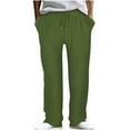 thumbnail image 2 of WREESH Men's Sweatpants Solid Color Sport Loose Pleated Small Legs Lace-Up Solid Color Full Length Pants Olive Green, 2 of 6