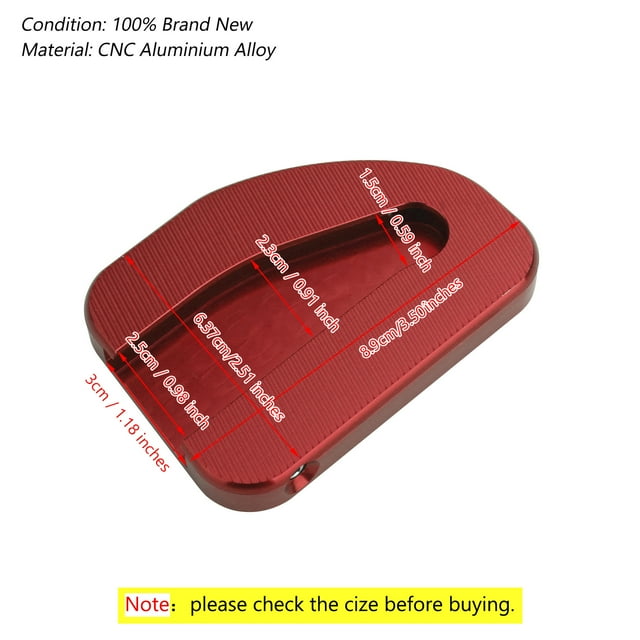 Red Kickstand Sidestand Extension Plate Pad For Honda GoldWing GL1800 2010-2017