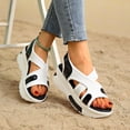 thumbnail image 2 of Women's Sandals Wedge Breathable Open Toe Summer Women's Trendy Solid Color Ankle Strap Women Footwear Women's Fashionable Casual Versatile Summer Fashion Beach Shoes White 6, 2 of 9