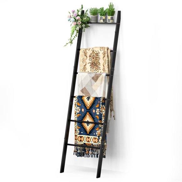 BAMBANG 6-Tier Blanket Ladder for Living Room, Blanket Quilt Ladder Rack Rustic Decorative Towel Holder, Wall Leaning Blanket Ladder Shelf Storage Farmhouse