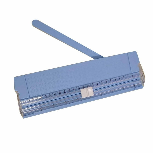 Cortador de papel pequeño A5, diseño de regla de corte preciso, cortador de papel multifunción para oficina, escuela, hogar, azul