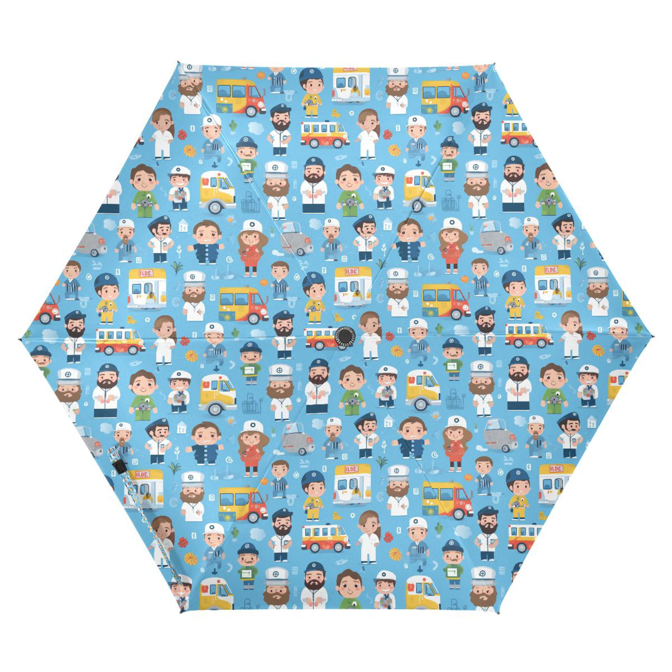 Various Professions Character Compact Sun Umbrella Windproof Travel Umbrellas for Rain Strong Portable UV Protection