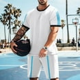 thumbnail image 2 of WMTBSRSW Mens 2 Piece Outfits Fashion Summer Tracksuit Casual T Shirt Shorts Set Loose Fit Gym Athletic Basketball Sweatsuit, 2 of 6