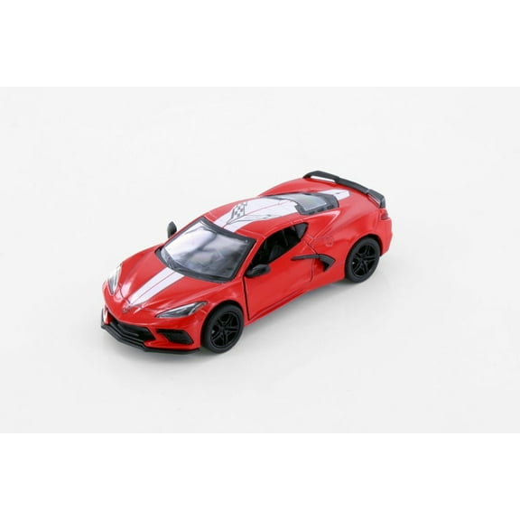2021 Chevy Corvette Stingray C8, Red - Kinsmart 5432DF - 1/36 Scale Diecast Model Car