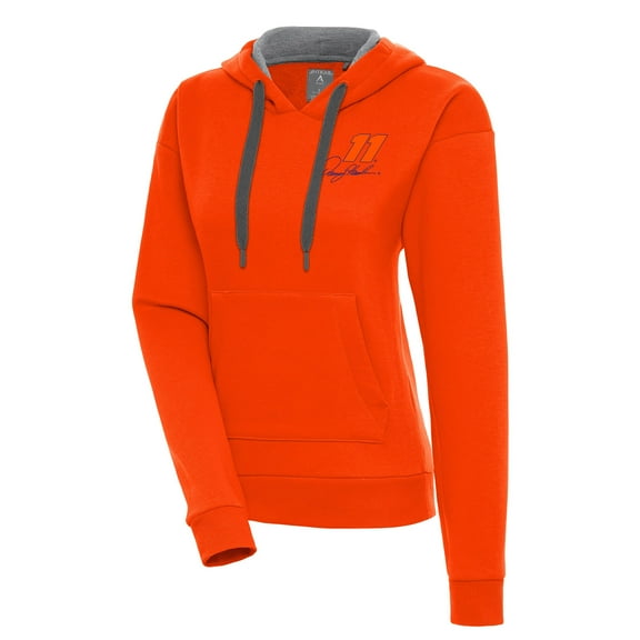 Women's Antigua  Orange Denny Hamlin Victory Pullover Hoodie