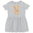 thumbnail image 3 of Inktastic Cute Teddy Bear Holding Flowers Girls Toddler Dress, 3 of 5