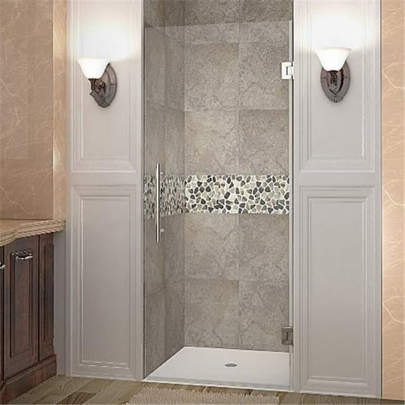 Cascadia 22 x 72 in. Completely Frameless Hinged Shower Door in Stainless Steel