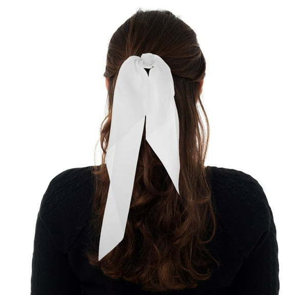 HEMOTON Set of 4 White Cloth Scrunchies for Women and Girls, Soft and Stylish Hair Ties Perfect for Daily Wear