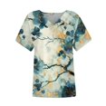 thumbnail image 3 of ASDFVBKG Womens Blouses Comfortable Short Sleeve V Neck T Shirts Dressy Solid Vacation Loose Fit Outfits Dark Green M, 3 of 6