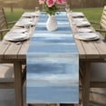 thumbnail image 4 of Gray Blue Ombre Table Runner 90 Inches, Modern Abstract Watercolor Stripes Bed Runner Dresser Scarves Tabletop for Indoor Outdoor Parties/Ceremony/Banquet, 13" x 90", 4 of 9