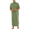 thumbnail image 2 of INSPIRE CHIC Nightshirts for Men's Short Sleeves Stand Collar Comfy Nightgown Sleepwear M Olive Green, 2 of 5
