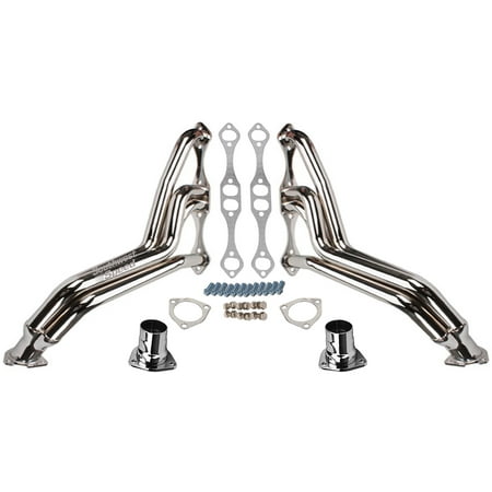 NEW SOUTHWEST SPEED CHROME PLATED 1935-1948 FAT FENDERWELL HEADERS FOR SMALL BLOCK CHEVY V8 ENGINES, 265, 283, 302, 327, 350, 400 ci MOTORS, STREET ROD, HOT ROD, RAT ROD NOSTALGIA VINTAGE