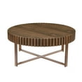 thumbnail image 4 of Round Coffee Table for Living Room, 31.5" Drum Coffee Table With Stainless Steels Pedestal Base, Farmhouse Handcrafted Circle Coffee Table For Apartment, 4 of 8