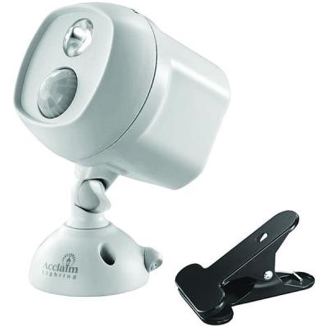 Acclaim Lighting B222GR Motion Activated Battery Single LED Spotlight with Clamp, Gray
