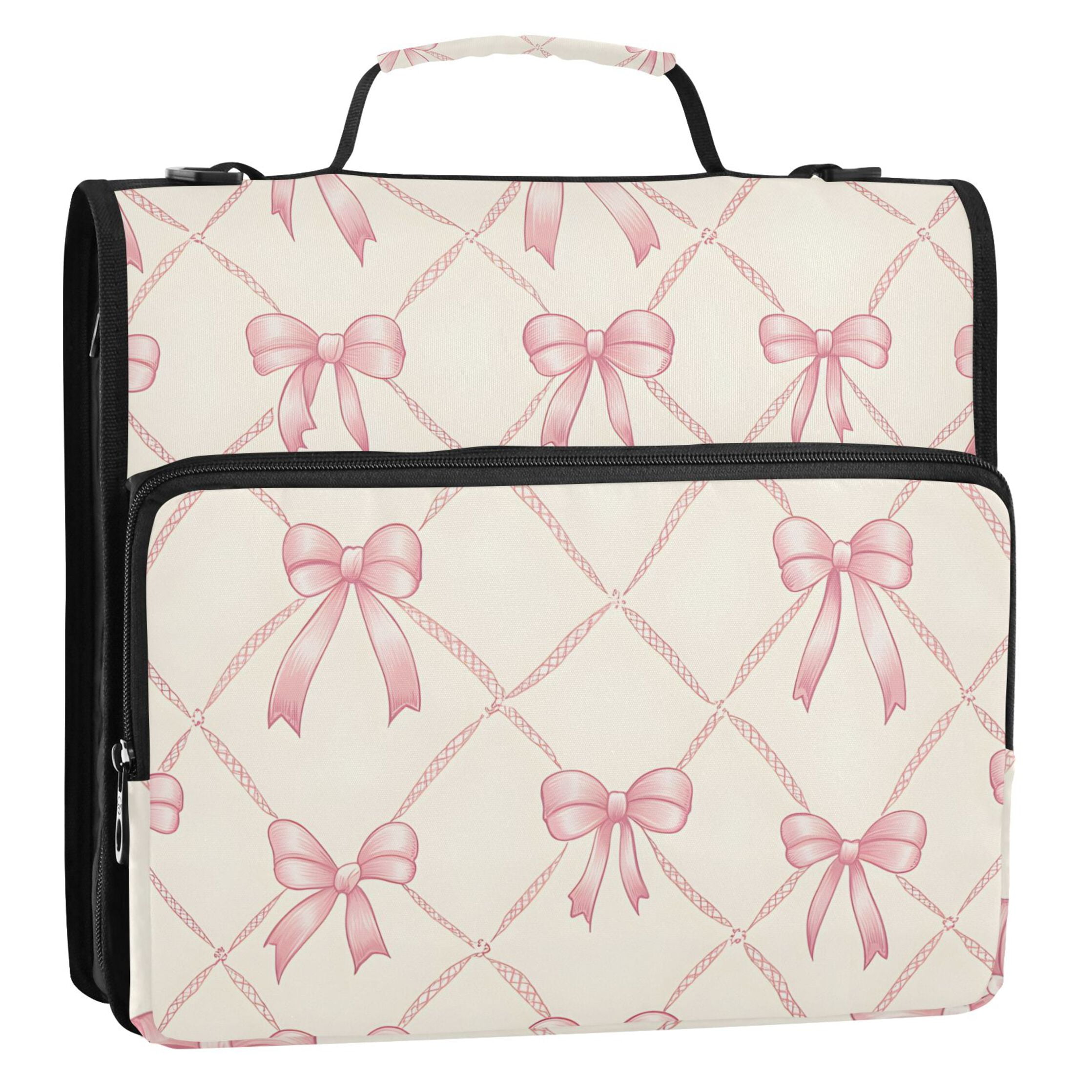 ALAZA Zipper Binder Bows Checkered 1.5 inch 3 Ring 500 Sheet Capacity Trapper Keeper File Folder School Organizer
