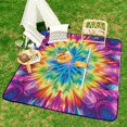 thumbnail image 6 of Colorful Tie Dye Vortex Picnic Blanket Waterproof Outdoor Beach Blanket Hand-held Pad Suitable for Travel, Camping, Beach, Family Gatherings, 6 of 7