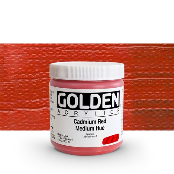 Golden Heavy Body Artist Acrylic, 8 oz, Cadmium Red Medium Hue