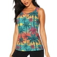 thumbnail image 2 of Picia Hawaii Palms Pattern Women's Workout Tank Top,Breathable Activewear,Slim Fit Athletic Top,Versatile Workout Moisture-wicking top-X-Large, 2 of 9