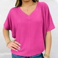 thumbnail image 2 of T Shirts For Women Pink Womens Tops Fashion Weekeen Take A Chance Bat Wing For Knit V Neck Summer Tops, 2 of 4