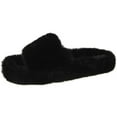 thumbnail image 1 of Woman House Sandals Fuzzy Non-skid Thick Open Toe Slides Cross Band Slippers, 1 of 10