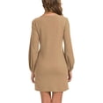 thumbnail image 4 of PCEAIIH Sweater for Women Lantern Sleeve Sweater Dress Solid Color Casual Pullover Knitted Dresses, 4 of 5
