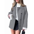 thumbnail image 2 of Female Trench Coat Long Sleeve Lapel Casual Jackets Winter Outerwear Gray XS, 2 of 9