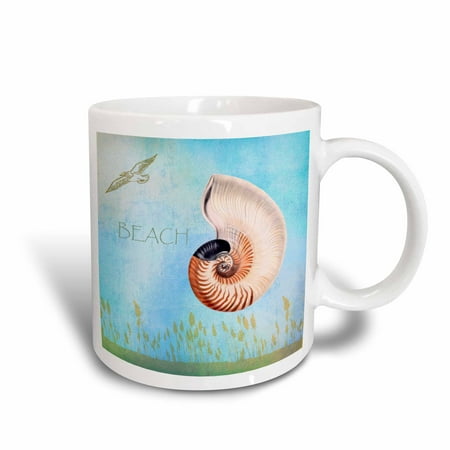 

3dRose Beautiful Shell Aqua Beach Theme Art - Ceramic Mug 11-ounce