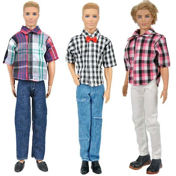 3Pcs Men Outfits Daily Casual Wear Blouse Pant Clothes Set for 32CM Ken  Doll Toys Accessories Gifts Color:#2 Height:for 32cm doll