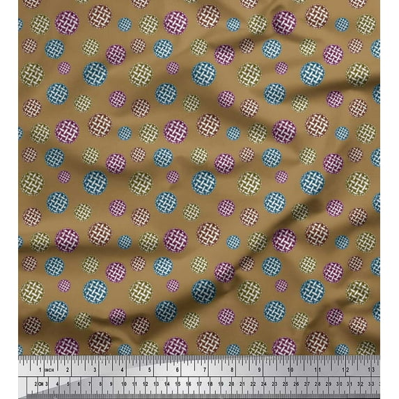 Soimoi Brown Heavy Satin Fabric Pie Food Print Fabric by Yard 54 Inch Wide
