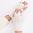 thumbnail image 4 of Femmes Gants Sans Doigts Tricotés Demi-Doigts Mitaines Gants d'Ordinateur, 4 of 10
