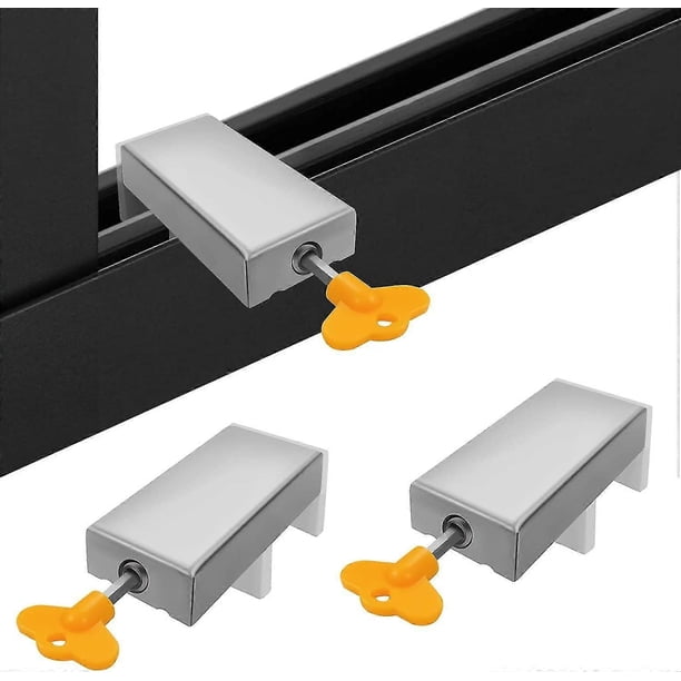 Cerradura de seguridad para marco de puerta de aleación de aluminio con llave, cerradura de ventana doble deslizante ajustable, cerraduras de seguridad de acero, limitador de seguridad para niños.