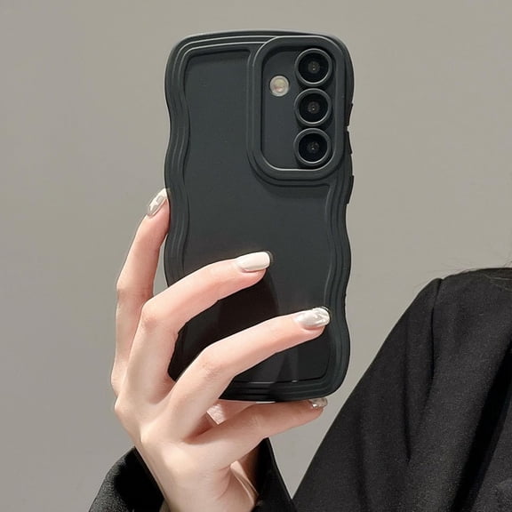 REQO Wave Frame Silicon Case for Samsung Galaxy S24 FE 5G Phone Case, Cute Wave Frame Slim Fit Shockproof Phone Bumper Cover Soft Pretty Curly Girly Cover for Galaxy S24 FE 5G