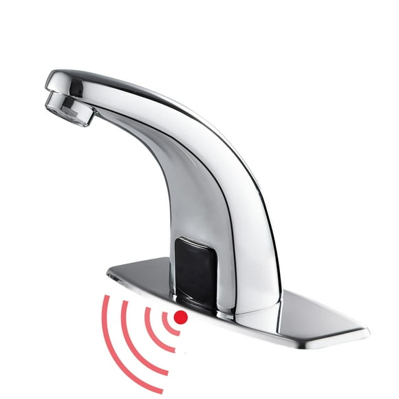 Gangang Touchless Bathroom Faucet, Single Hole Convenient Chrome Motion Sensor Faucet Adjustable Water Temperature, Save Water Robinet Automatique, Powered by 4 AA Alkaline Batter