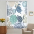 thumbnail image 3 of Ocean Turtle Sheer Curtains 72 Inches Long, Nautical Sea Coral Conch Shells Watercolor Light Filering Curtains, Breathable Simi Curtain Privacy Drapes for Living Room Bedroom Window Treatment, 3 of 9