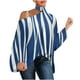 thumbnail image 2 of Pntutb, camisa informal para mujer, manga larga, cuello Halter, hombros descubiertos, blusa holgada con estampado de Polluer, tops Pntutb Pntutb-361, 2 of 5