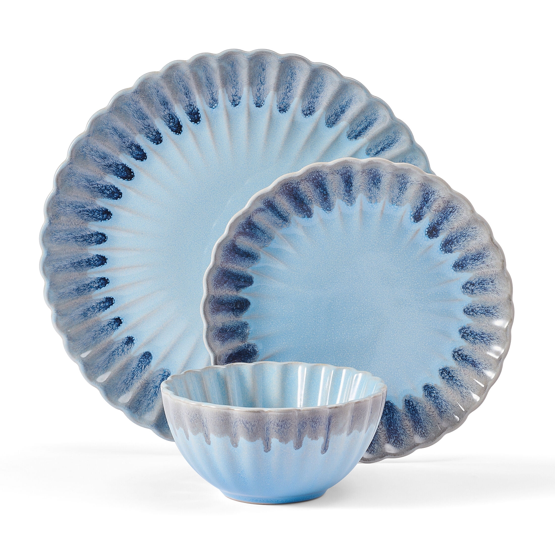 Pfaltzgraff Lucinda 12 Piece Stoneware Dinnerware Set Blue