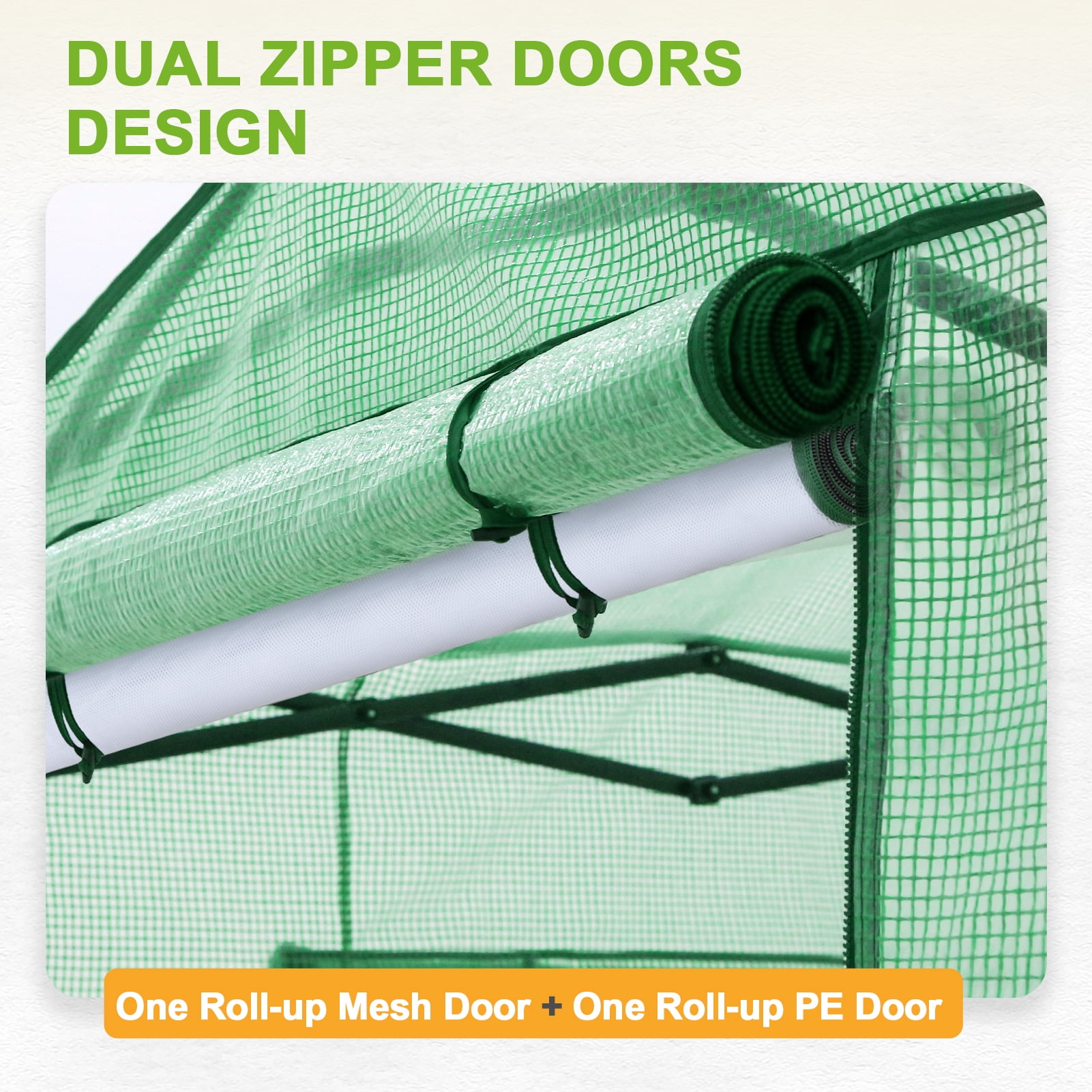 EAGLE PEAK 8x6 Portable Walk-in Greenhouse Instant Pop-up Indoor Outdoor Plant Gardening Green House Canopy with Dual Roll-up Zipper PE Door & Upgraded Screen Mesh Door, Green