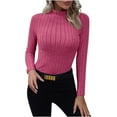 thumbnail image 1 of LNGOOR T-Shirts à Manches Longues pour Femmes Col Roulé Extensible Ajusté Hauts Côtelés Basiques Couche de Base, 1 of 7