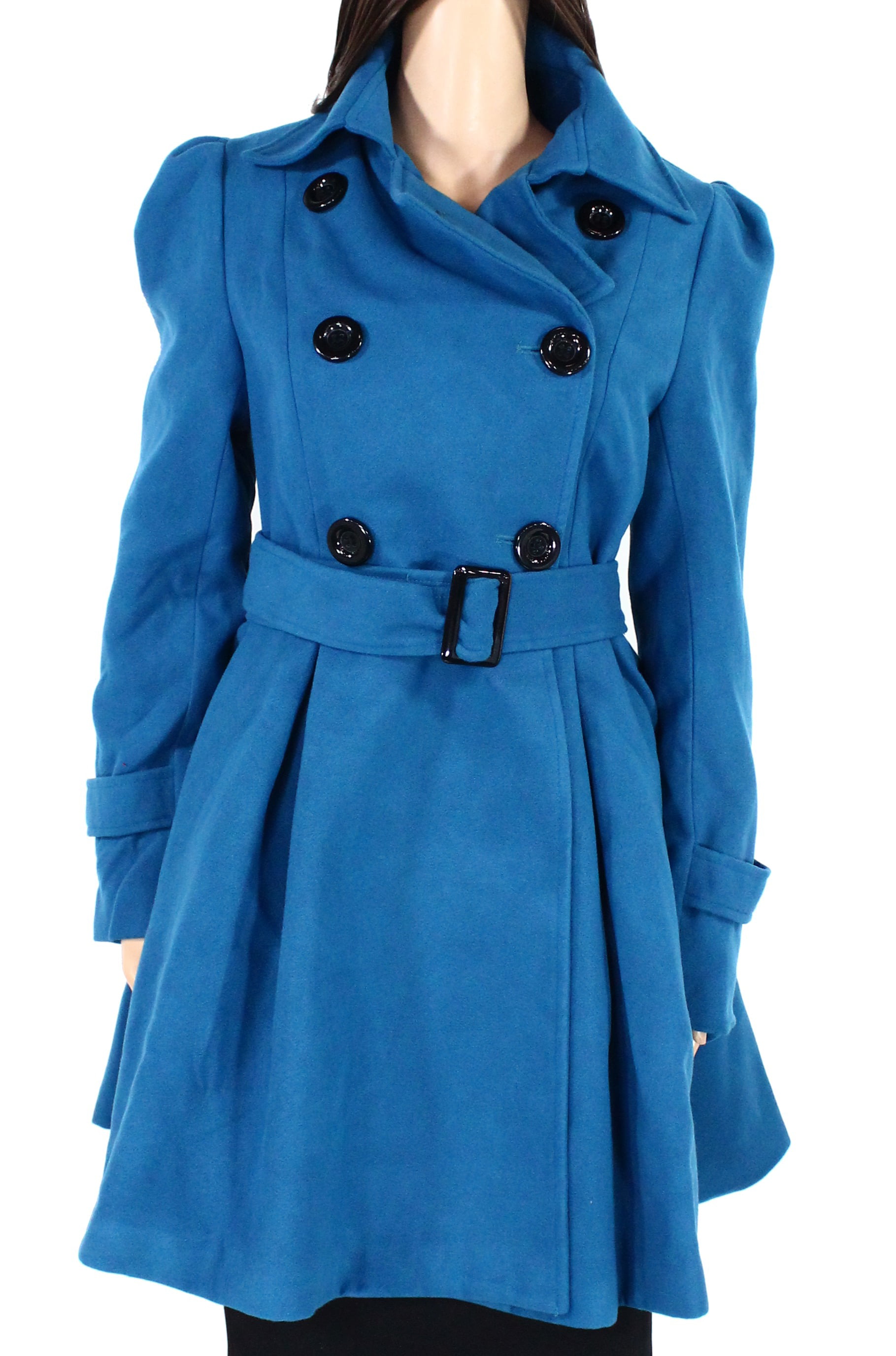 Foremode - Womens Coat Teal Large Double-Breasted Belted L - Walmart ...