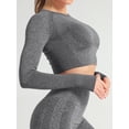 thumbnail image 2 of VASLANDA Women's Workout Vital Long Sleeve Seamless Crop Top Gym Sport Shirts, 2 of 6