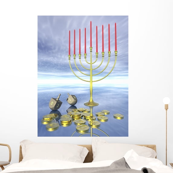 Hanukkah Celebration Wall Mural by Wallmonkeys Peel and Stick Graphic (48 in H x 36 in W) WM112587