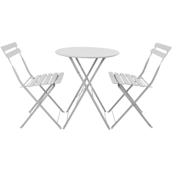 Juego de Jardín con Mesa y 2 Sillas de Acero para Exterior Conjunto para Terraza Balcon Patio o Jardin Acabado con Pintura Electrostatica Resistente a la Intemperie Diseño Moderno para Hogar (Gris)
