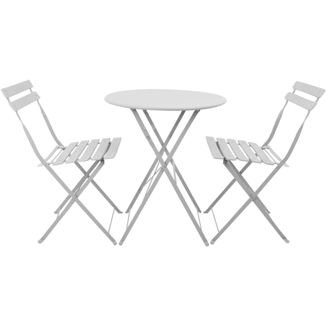 Juego de Jardín con Mesa y 2 Sillas de Acero para Exterior Conjunto para Terraza Balcon Patio o Jardin Acabado con Pintura Electrostatica Resistente a la Intemperie Diseño Moderno para Hogar (Gris)