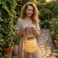 thumbnail image 4 of Solar Powered Chinese Style Lantern, Warm Light, Woven Rattan Hanging Lamp For Garden Yard Decoration, Outdoor Indoor Lighting Fixture, 4 of 5