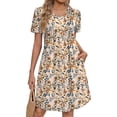 thumbnail image 3 of Fantaslook Summer Dresses for Women Short Sleeve Pleated V Neck Dress A Line Casual Tunic Dresses with Pockets, 3 of 10