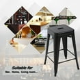 thumbnail image 3 of FDW 4 Metal Bar Stools Industrial Metal Stool Patio Furniture 24 Inches Kitchen Counter Stool Indoor/Outdoor Stool Moden Stackable Barstools Restaurant Dining Chairsbarstools,Black, 3 of 7