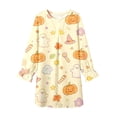thumbnail image 2 of CUZIBR Baby Girls Halloween Nightgown Long Sleeve Ruffles Crew Neck Sleepwear Flower Pumpkin Ghost Graphic Lightweight Loungewear Cozy Casual Daily Homewear,Light Yellow,9-10 Years, 2 of 5
