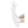thumbnail image 5 of Women's Long Satin Finger Gloves with Tassels Arm Warmer Elbow Length Sleeves for Female Halloween Opera Dance Wedding Party White, 5 of 6